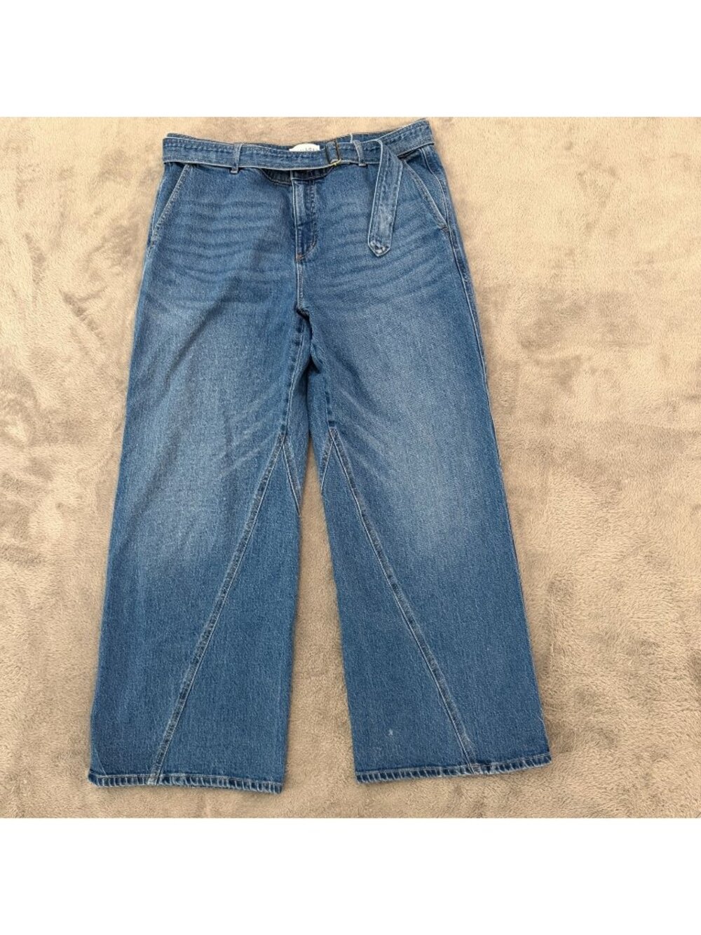 Loft Wide Leg Belted Trouser Jeans Womens Size 32 14 High Rise